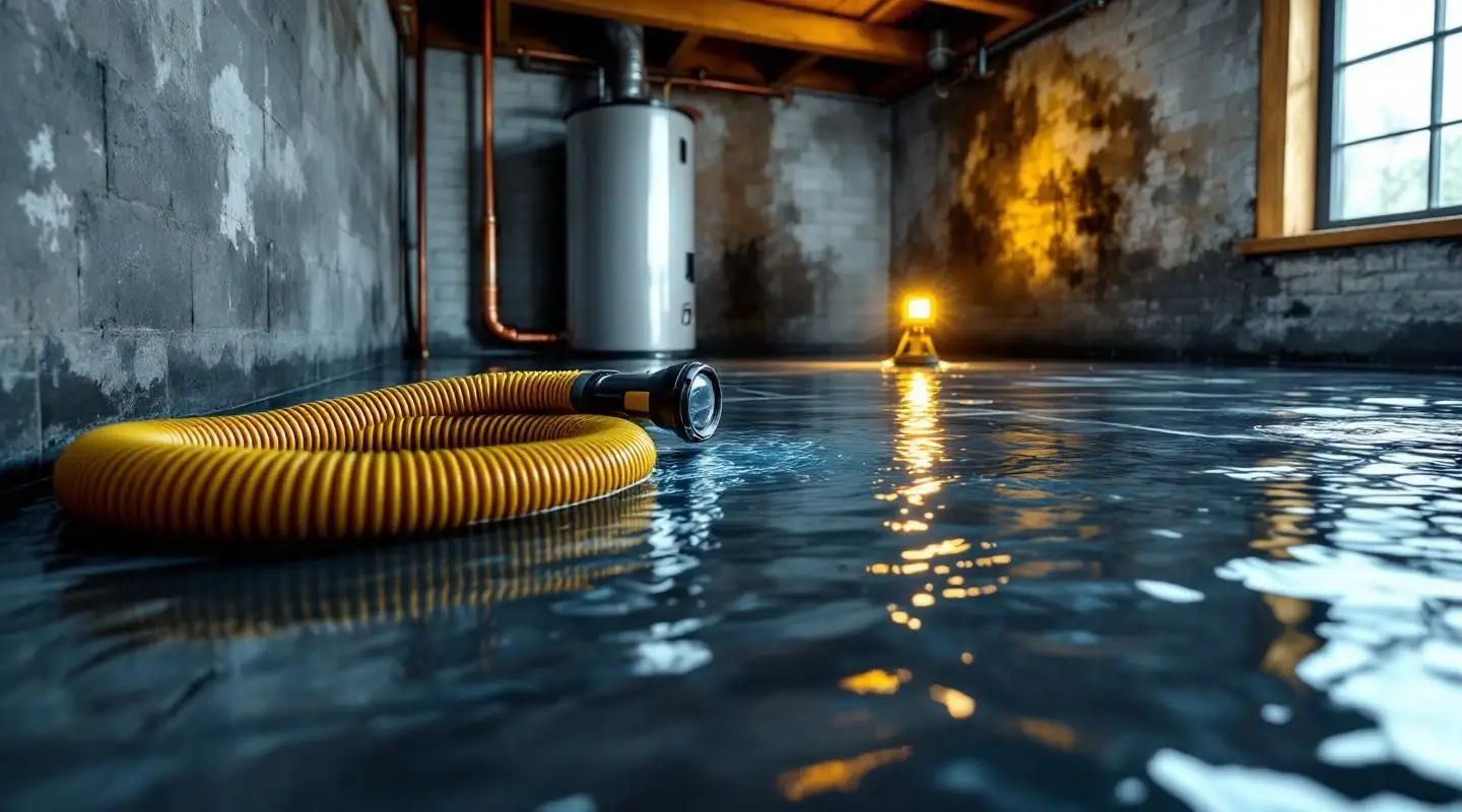 Meadowbrook Restoration technician extracting water from a flooded Loveland home basement using professional extraction equipment.