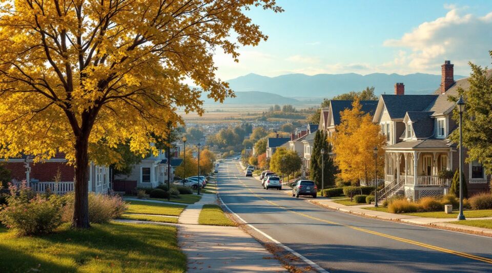 A service vehicle parked along a residential street in Milliken, Colorado during a clear Front Range morning.