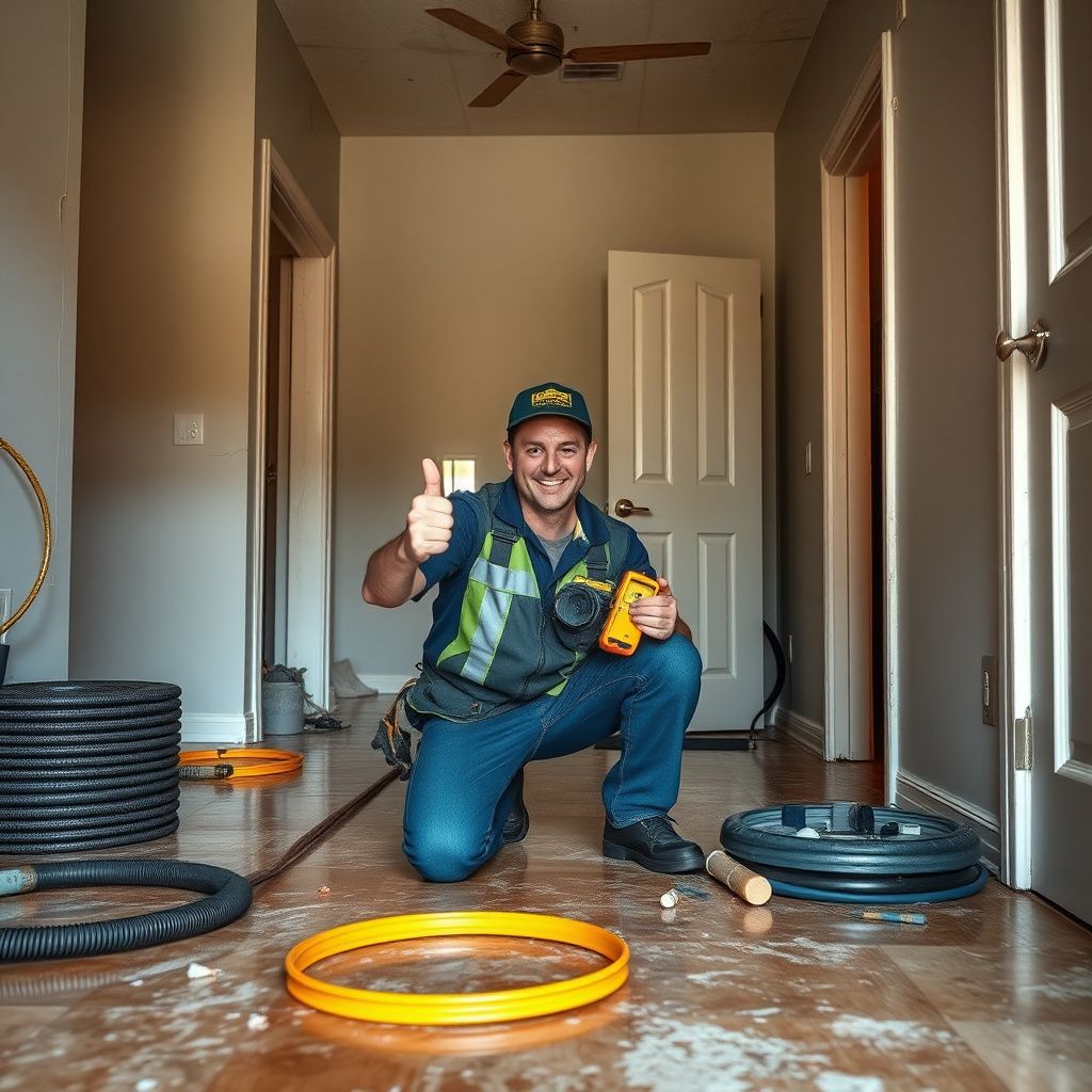 An IICRC-certified technician using a moisture meter to check for hidden water damage behind a drywall in a Longmont home.